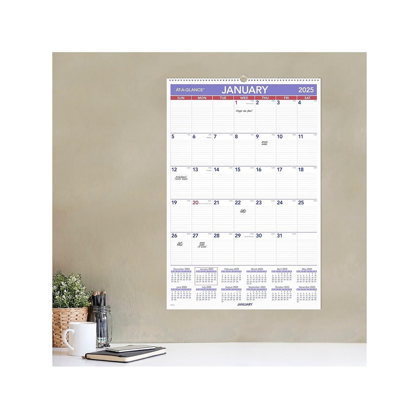 AT-A-GLANCE 2025 Wall Calendar, 15-1/2" x 22-3/4", Large (PM32825)