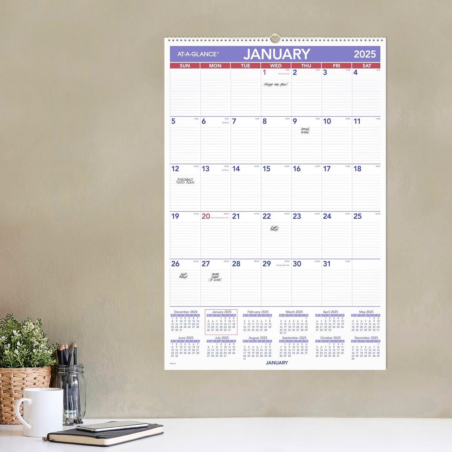 AT-A-GLANCE 2025 Wall Calendar, 15-1/2" x 22-3/4", Large (PM32825)