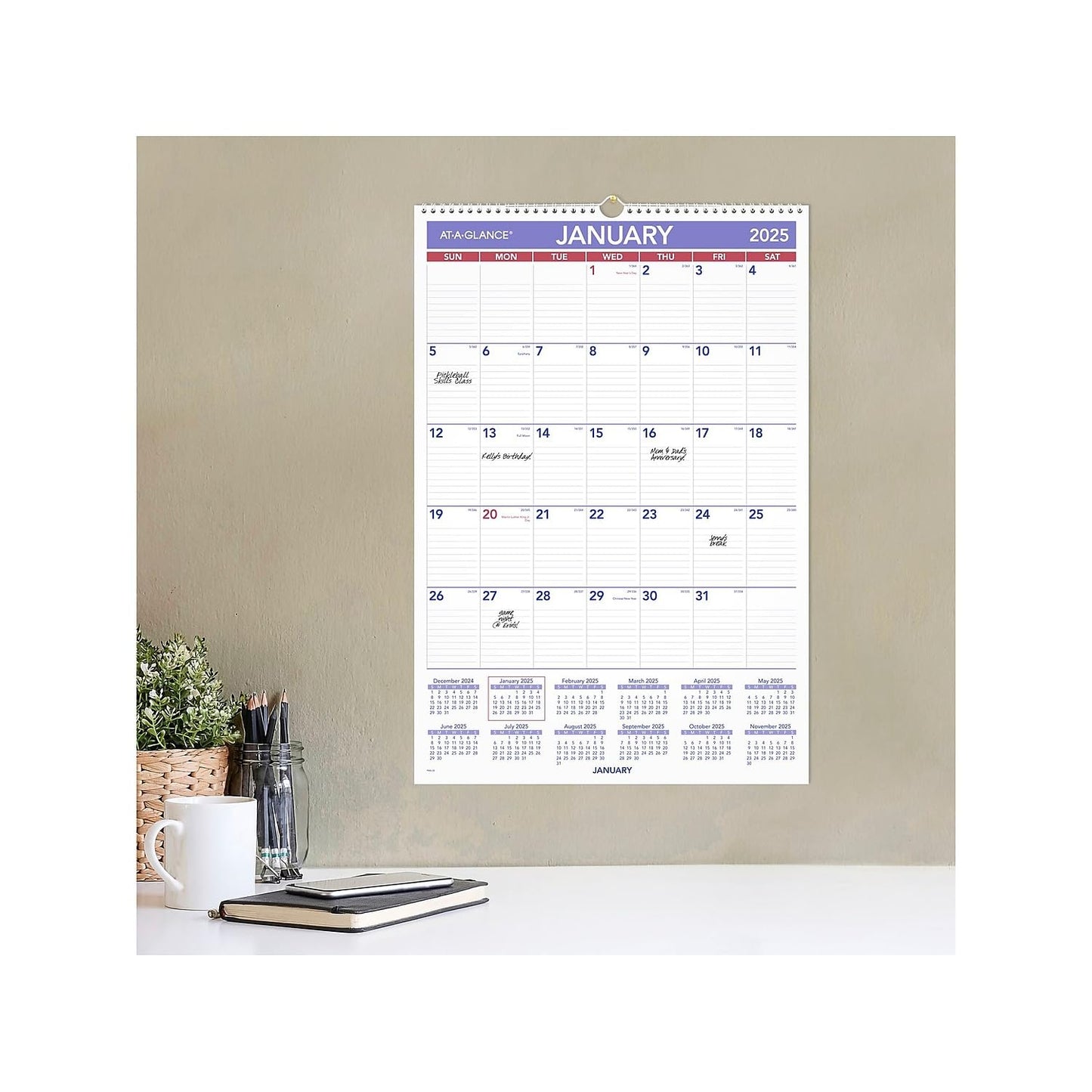 AT-A-GLANCE 2025 Wall Calendar, 15-1/2" x 22-3/4", Large (PM32825)