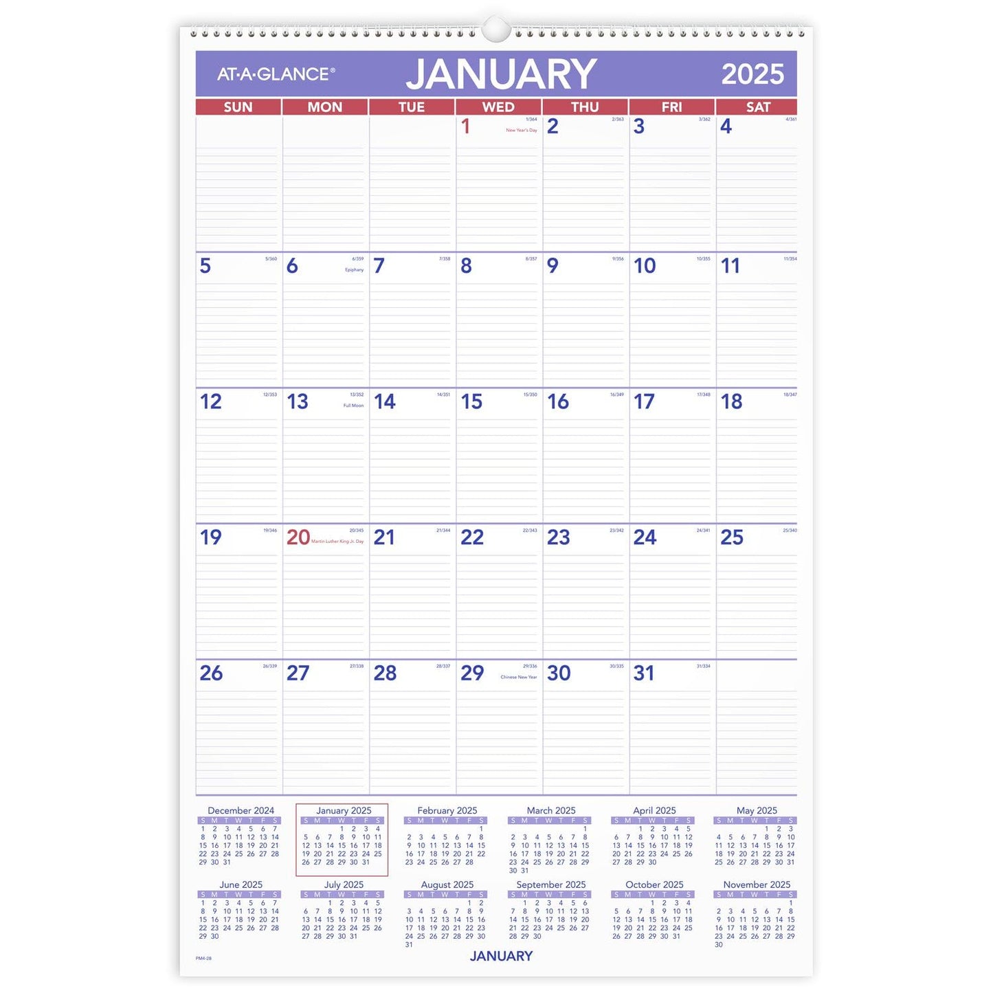 AT-A-GLANCE 2025 Wall Calendar, 15-1/2" x 22-3/4", Large (PM32825)