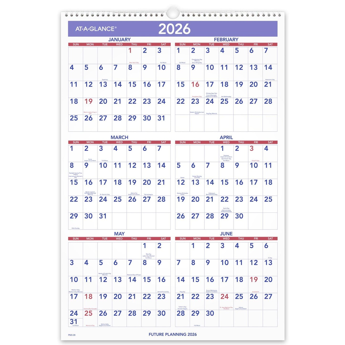 AT-A-GLANCE 2025 Wall Calendar, 15-1/2" x 22-3/4", Large (PM32825)