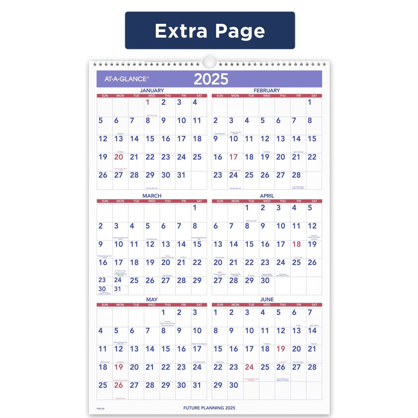 AT-A-GLANCE 2025 Wall Calendar, 15-1/2" x 22-3/4", Large (PM32825)