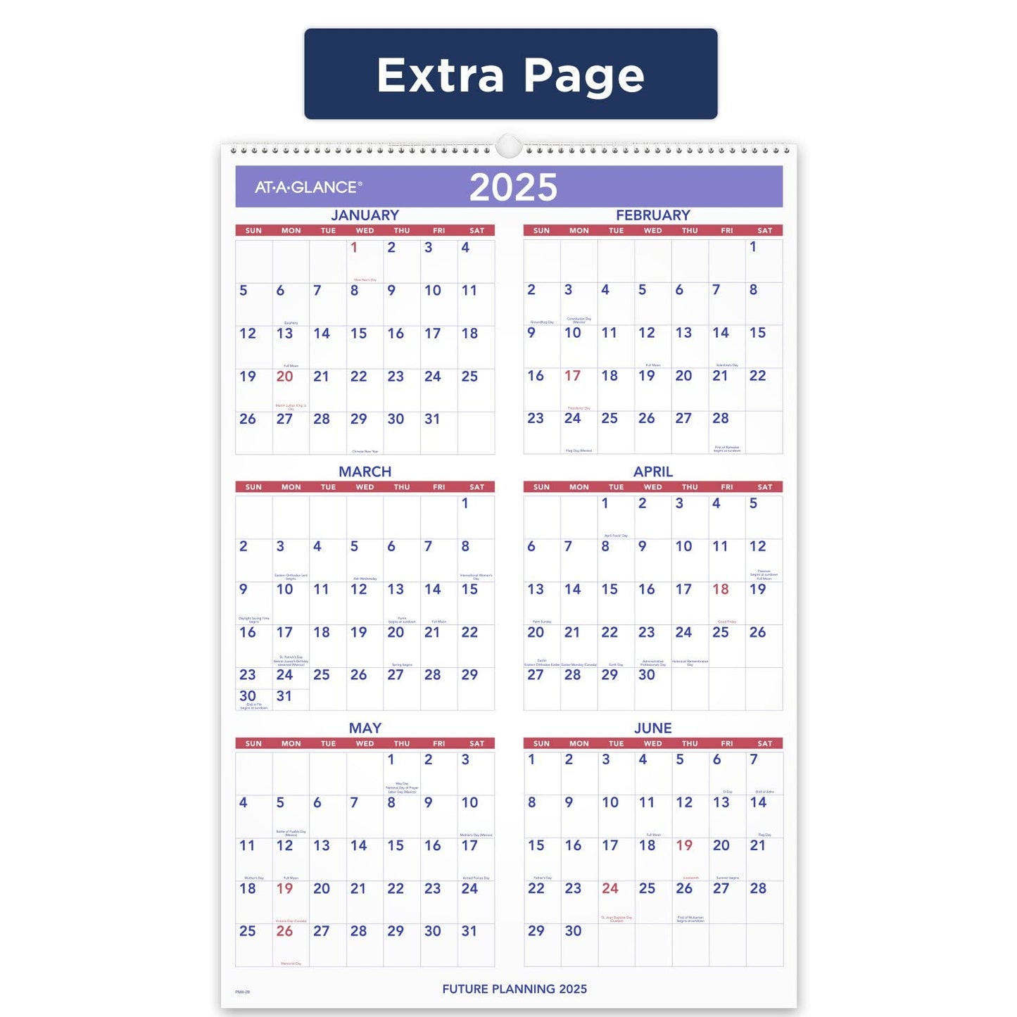 AT-A-GLANCE 2025 Wall Calendar, 15-1/2" x 22-3/4", Large (PM32825)