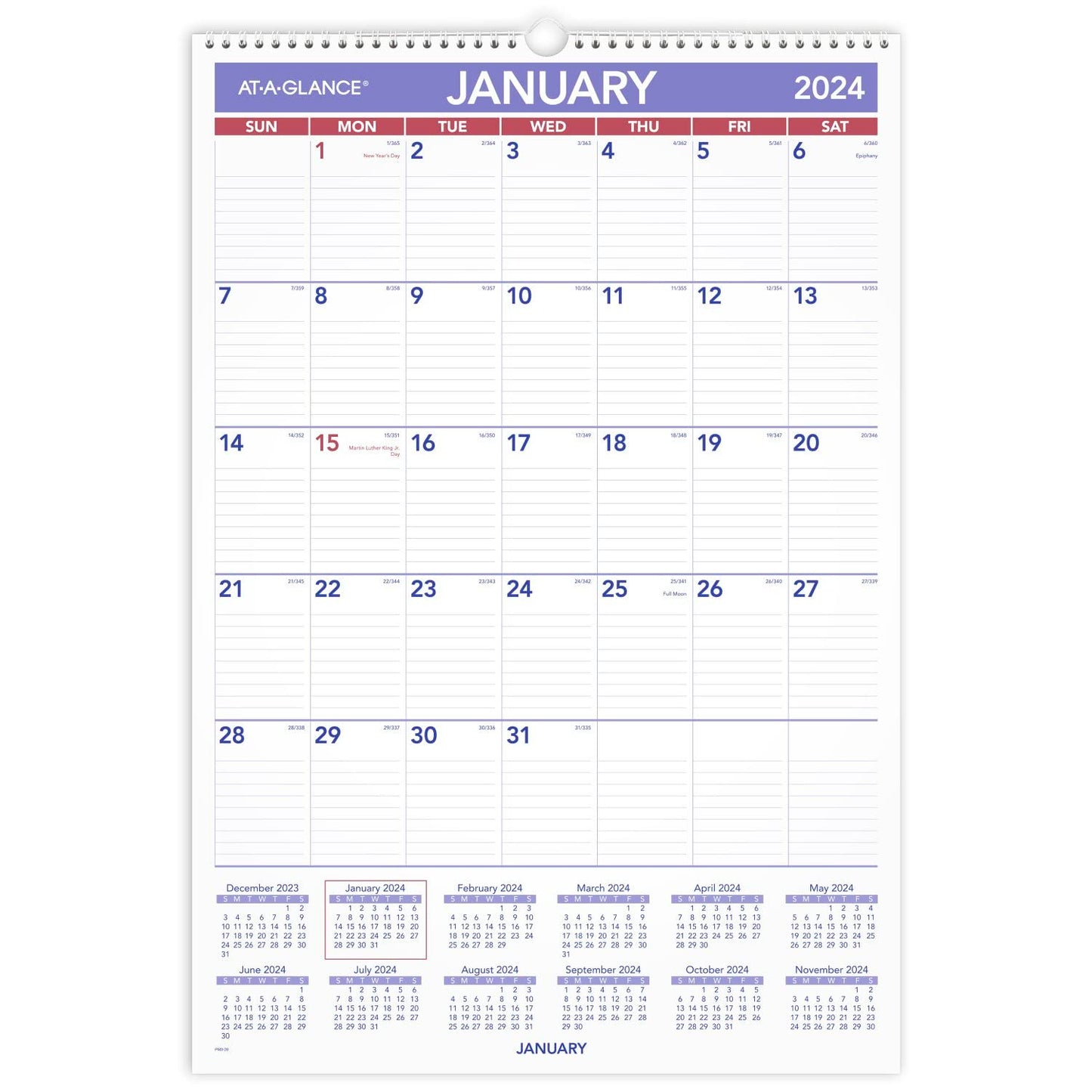 AT-A-GLANCE 2025 Wall Calendar, 15-1/2" x 22-3/4", Large (PM32825)